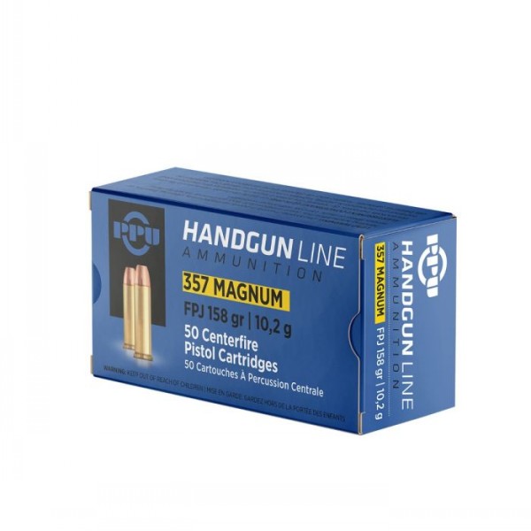 PPU .357 Magnum FPJ 158gr FLATPOINT JACKETED BOX OF 50